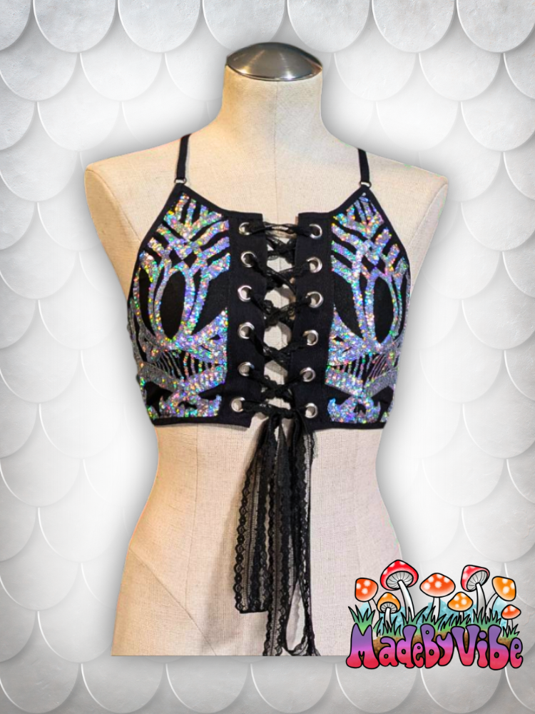 Armored Enchantress Lace Up Backless Crop Top - Ready to Ship