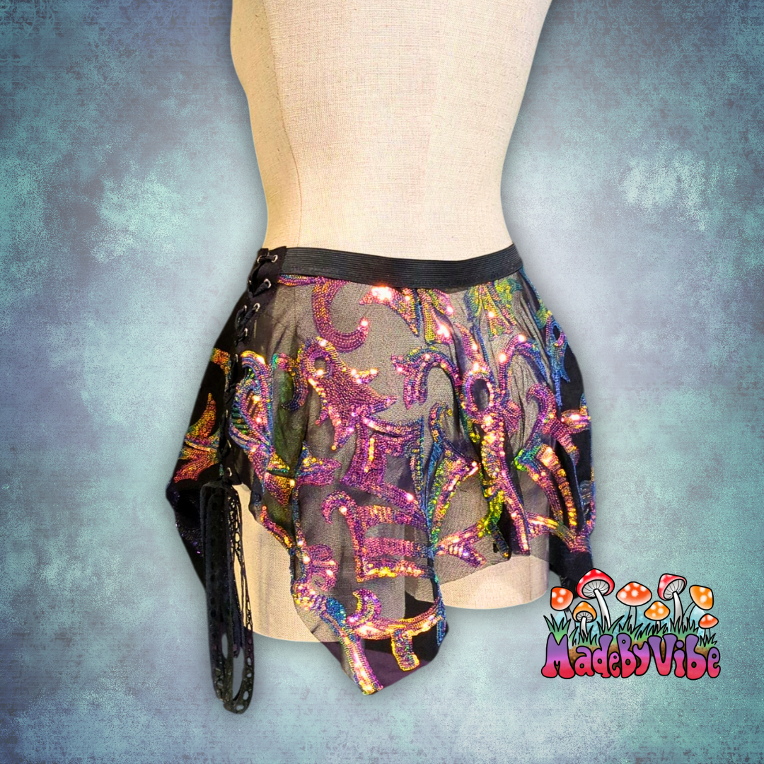 Midnight Aurora Sequin Pixie Skirt - Ready to Ship