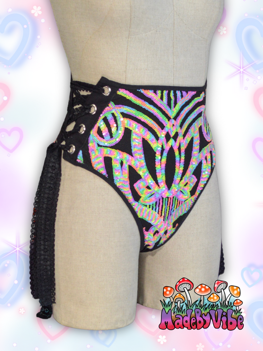Nostalgic Neon Lace Up Rave Bottoms - Ready to Ship