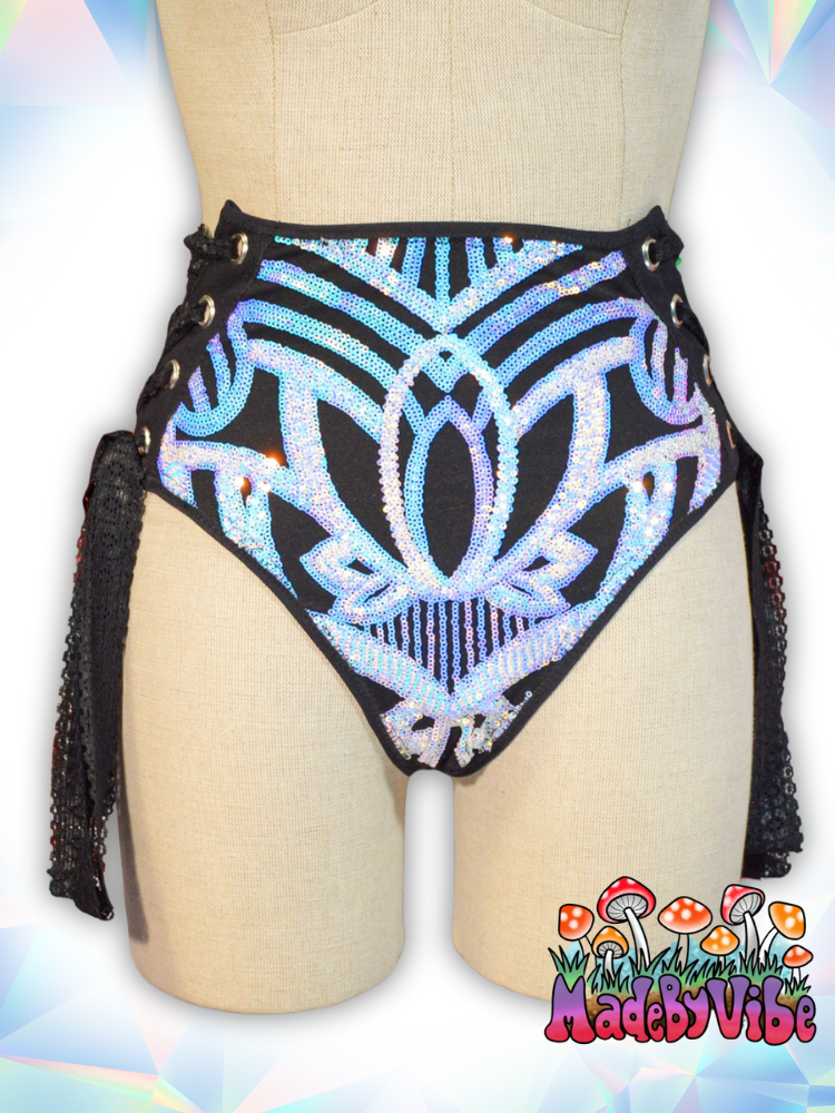 Opal Treasure Lace Up Rave Bottoms - Ready to Ship