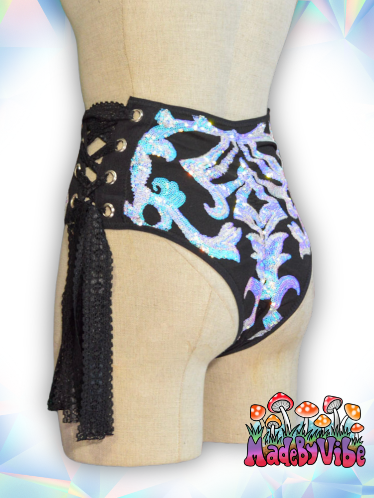 Opal Treasure Lace Up Rave Bottoms - Ready to Ship