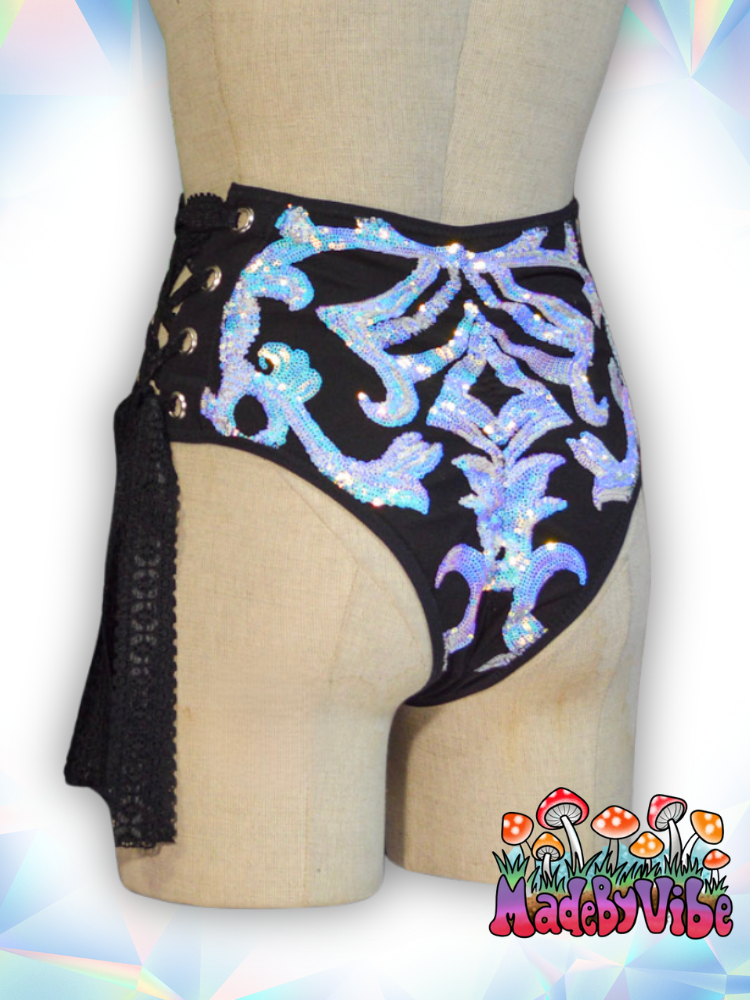 Opal Treasure Lace Up Rave Bottoms - Ready to Ship