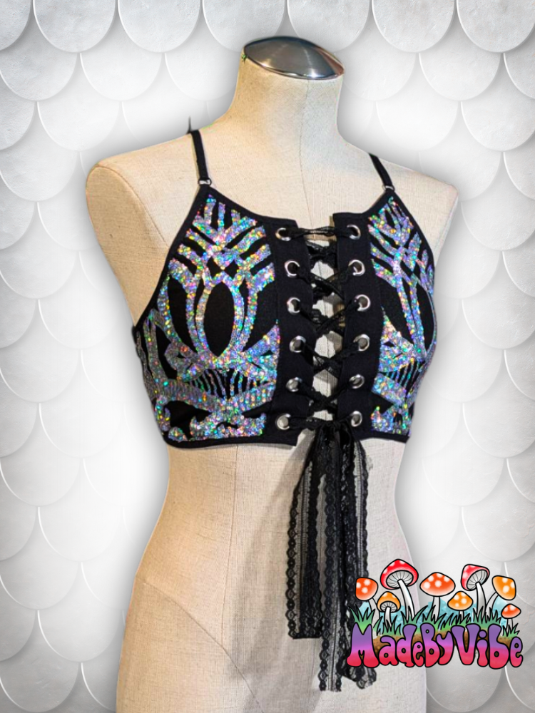 Armored Enchantress Lace Up Backless Crop Top - Ready to Ship