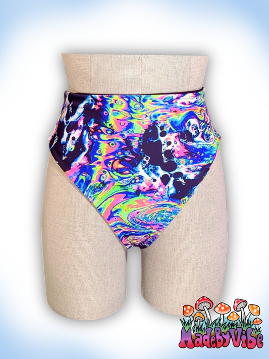 Oil Slick High Waisted Bottoms - UV Reactive - Ready to Ship