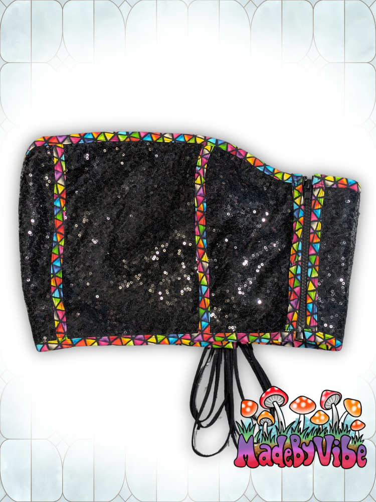 Stained Glass Crop Corset Top - One of a Kind - Size L