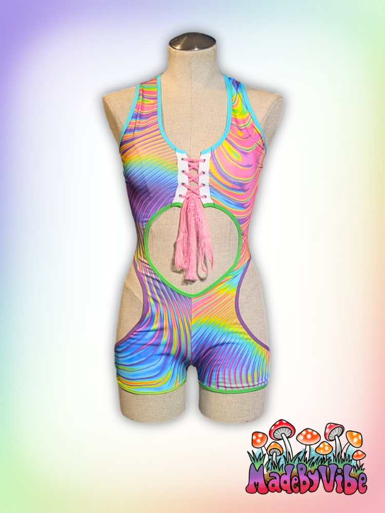 Prismatic Cut Out Romper Bodysuit - Ready to Ship