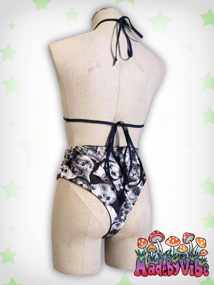 Cat Print Mini Bikini Top - Ready to Ship