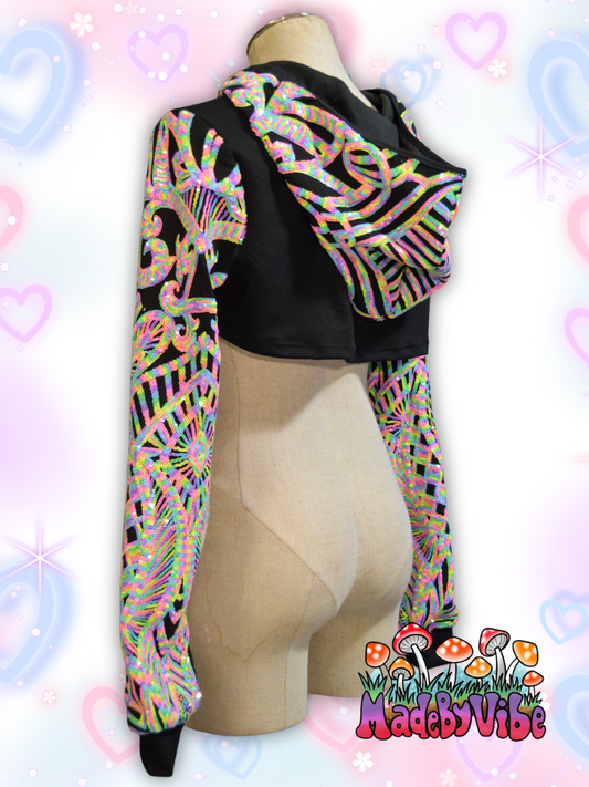 Nostalgic Neon Hooded Ultra Crop Top - Ready to Ship