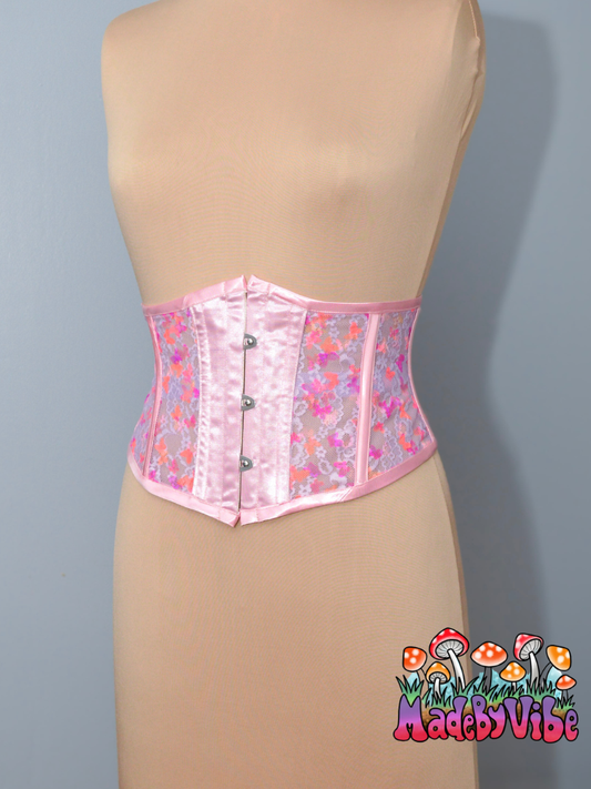 Light Pink Satin Waspie - One of a Kind Waist Cincher Corset - Size M