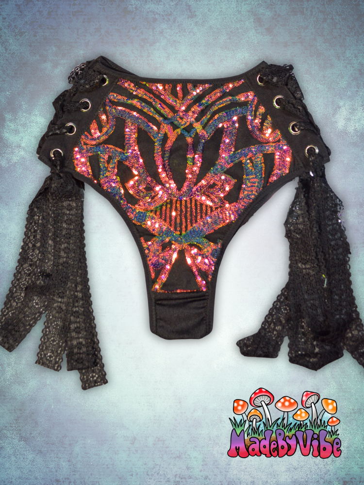 Midnight Aurora Lace Up Rave Bottoms - Ready to Ship