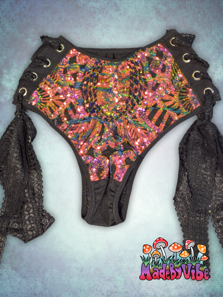 Midnight Aurora Lace Up Rave Bottoms - Ready to Ship