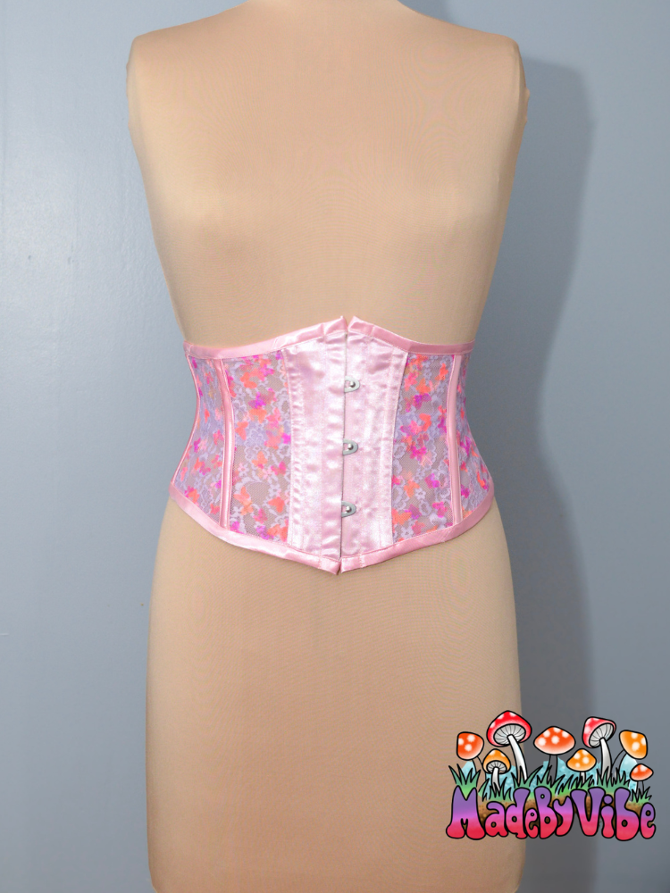 Light Pink Satin Waspie - One of a Kind Waist Cincher Corset - Size M