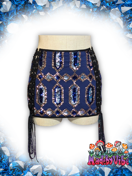 Sapphire Lace Up Sides Mini Pencil Skirt - Ready to Ship