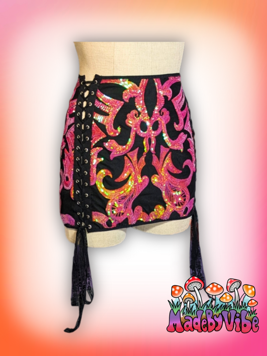 Princess Clementine Lace Up Sides Mini Pencil Skirt - Made to Order