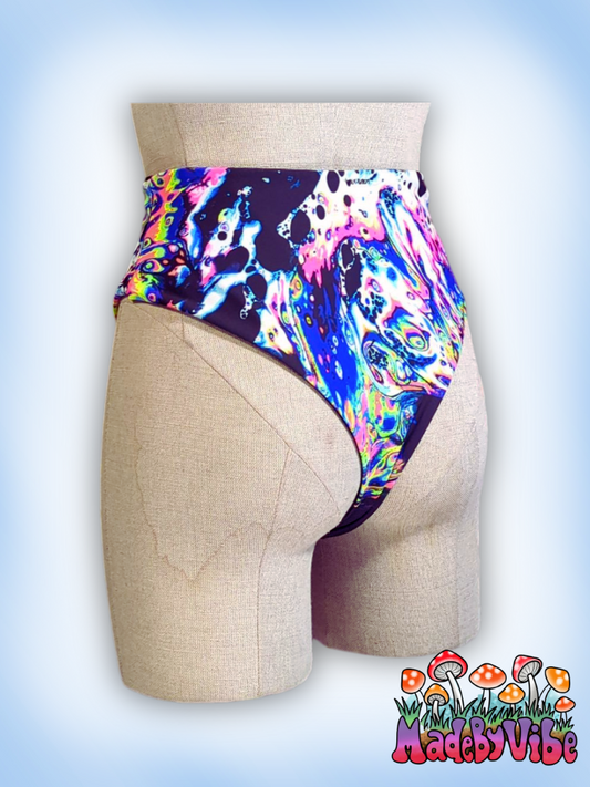 Oil Slick High Waisted Bottoms - UV Reactive - Ready to Ship