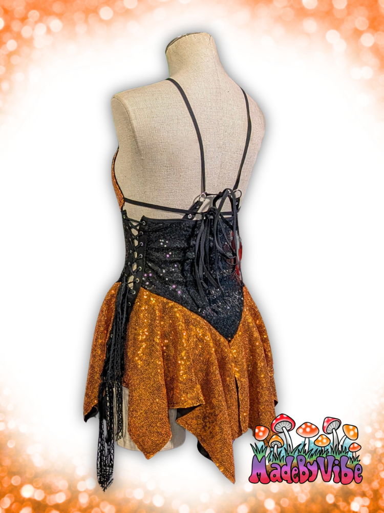 Orange & Black Sequin Fairy Dress - Ready to Ship