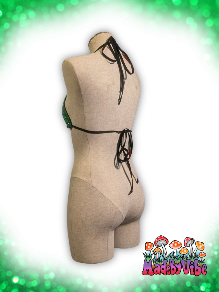 Green Sequin Triangle Halter Top - Ready to Ship