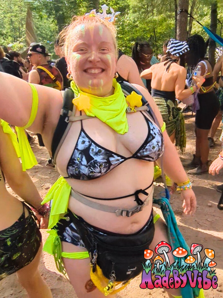 Cat Print Mini Bikini Top - Ready to Ship